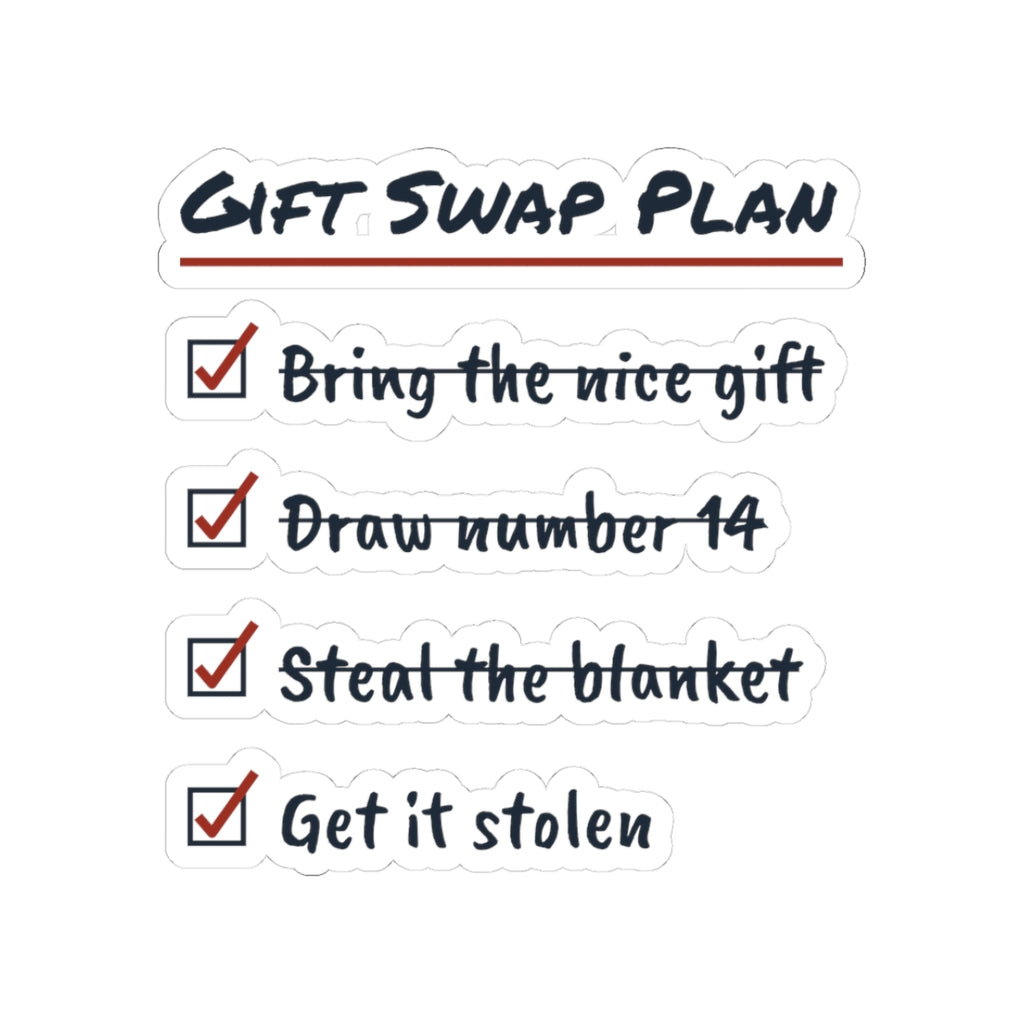Funny White Elephant Sticker Gift Swap Plan Get It Stolen Checklist