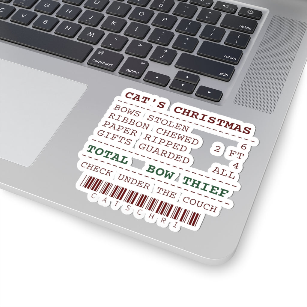 Funny Christmas Cat Sticker Bows Stolen Receipt For Cat Owners