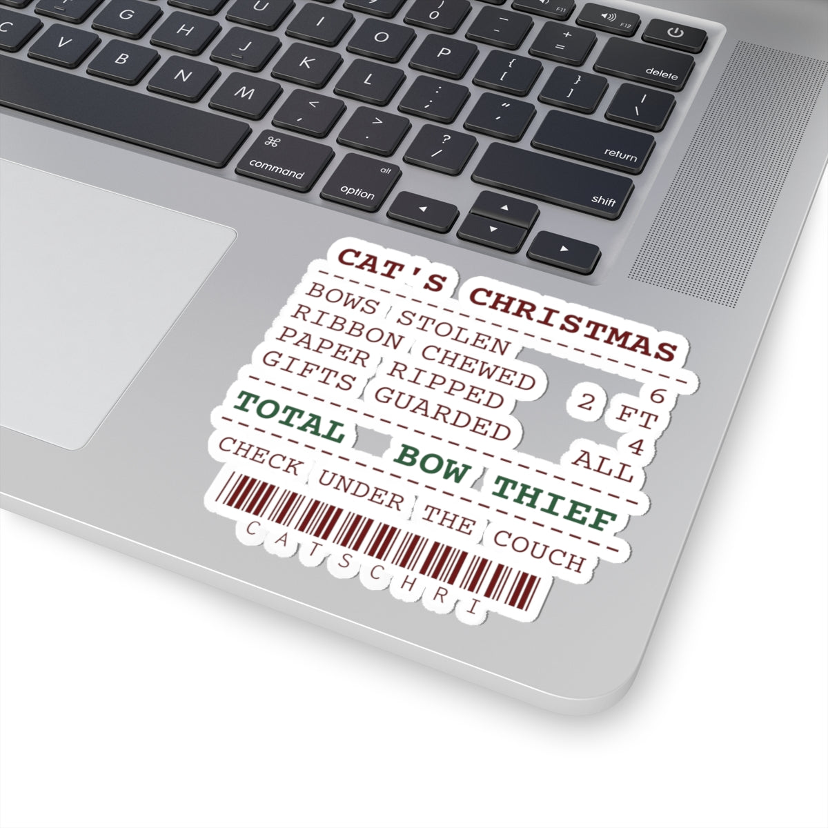Funny Christmas Cat Sticker Bows Stolen Receipt For Cat Owners