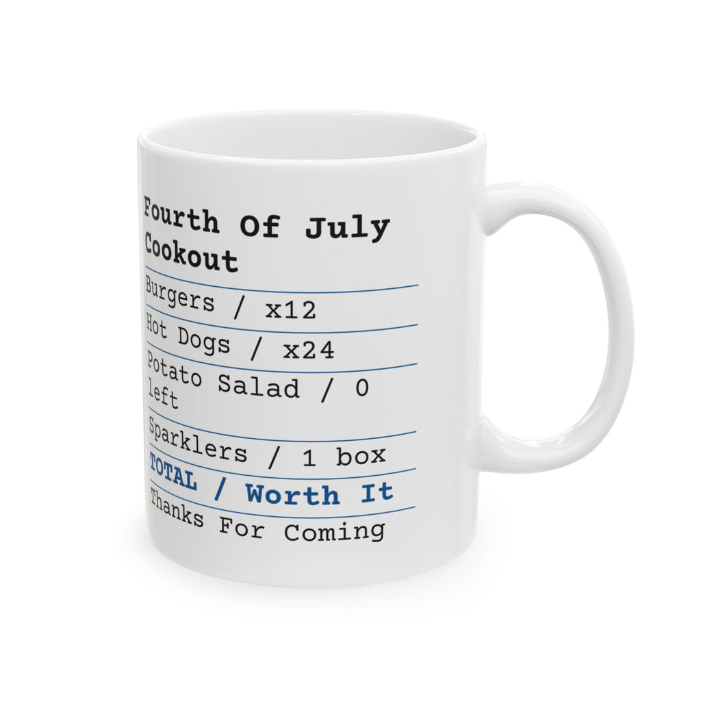 Funny Cookout Receipt Coffee Mug Fourth Of July For Host