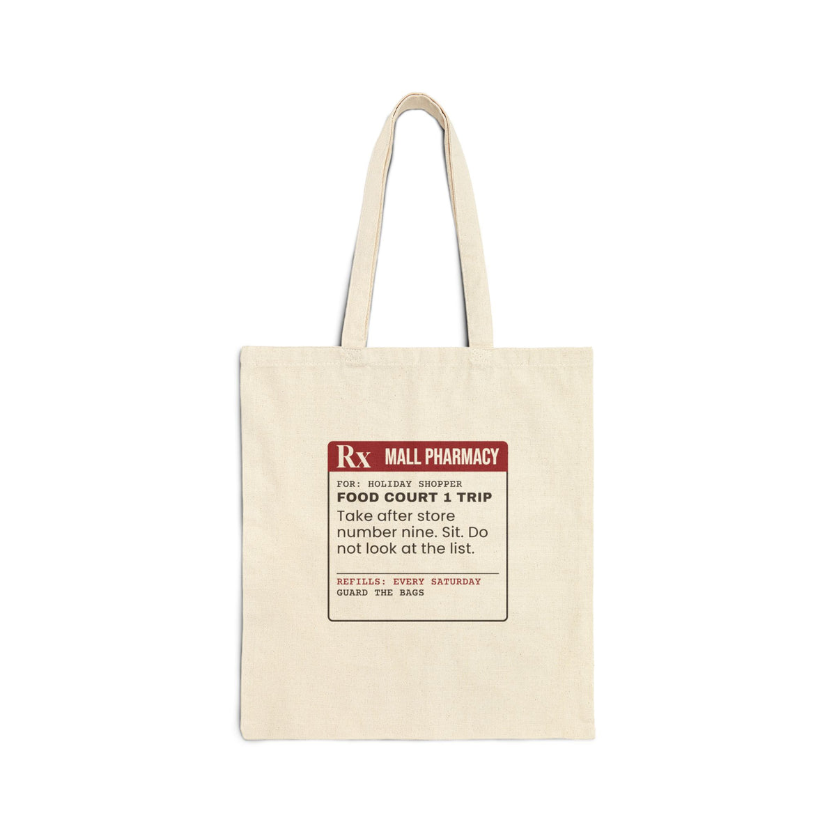 Funny Christmas Shopping Tote Bag Food Court Prescription Label