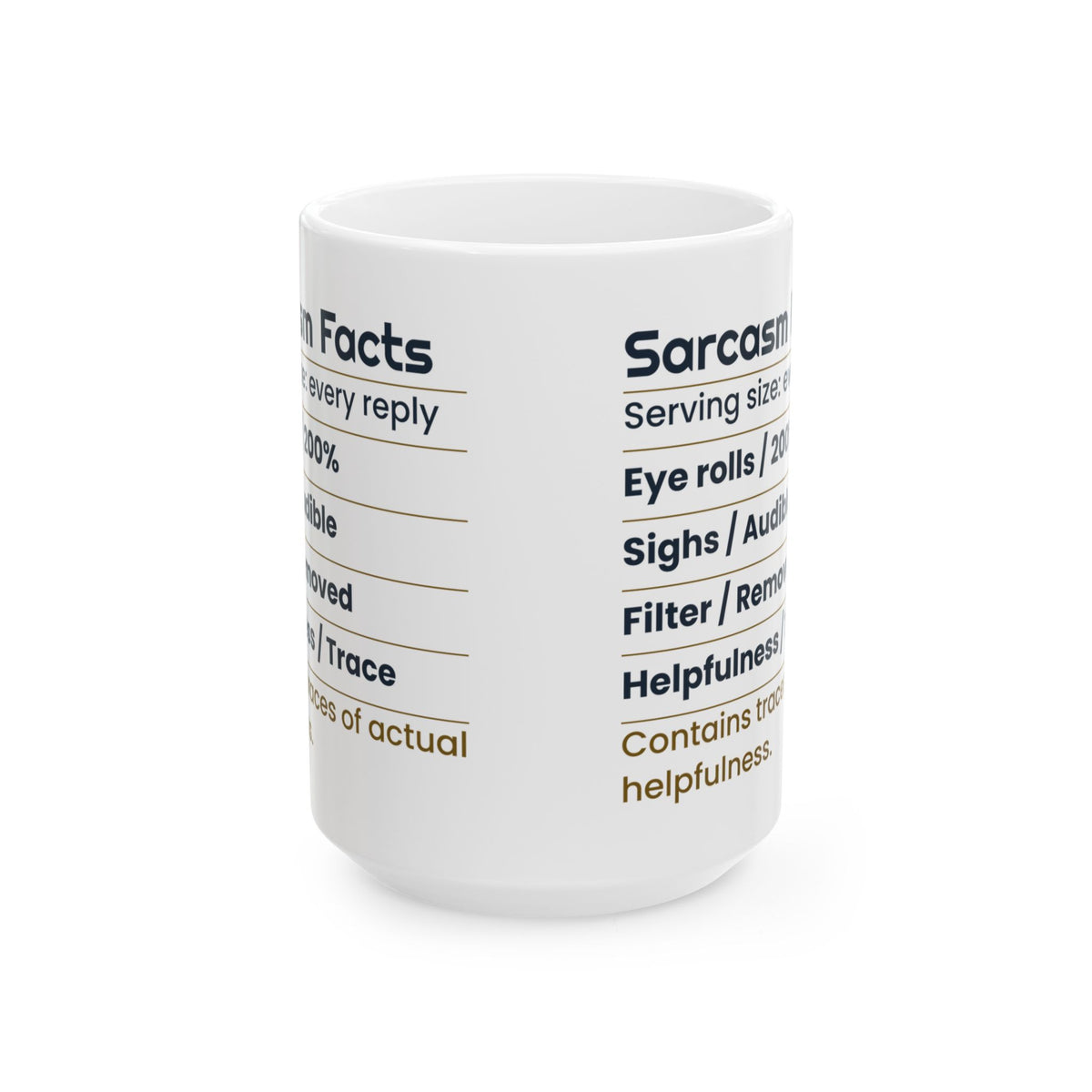 Funny Sarcastic Coffee Mug Sarcasm Facts Label For Coworkers