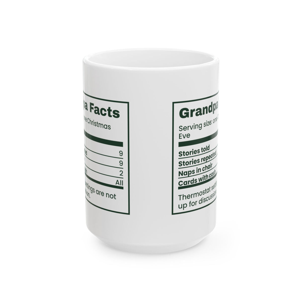 Funny Christmas Grandpa Coffee Mug Grandpa Facts Nutrition Label