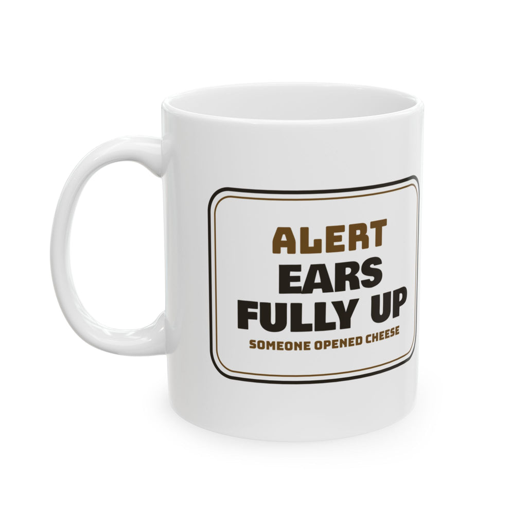 Funny German Shepherd Coffee Mug Ears Up Cheese Alert Sign For Dog Dads