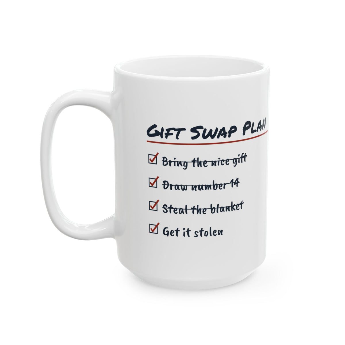 Funny White Elephant Coffee Mug Gift Swap Plan Get It Stolen Checklist
