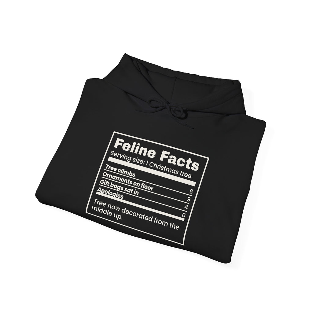 Funny Christmas Cat Hoodie Feline Facts Nutrition Label