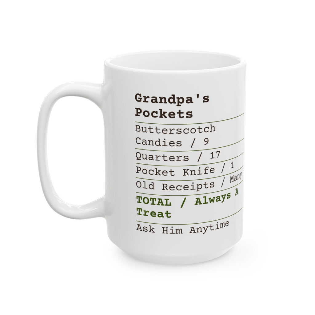 Father's Day Coffee Mug Grandpa's Pockets Receipt Butterscotch