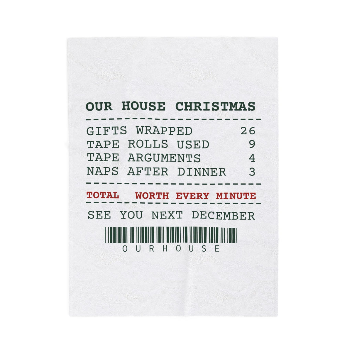 Funny Family Christmas Throw Blanket Our House Christmas Receipt