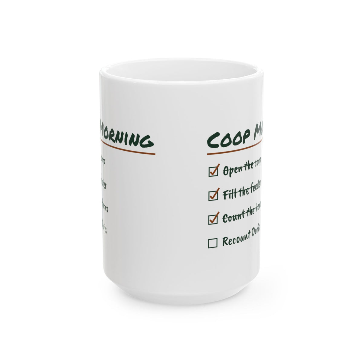Funny Chicken Coffee Mug Coop Morning Recount Doris For Chicken Keepers