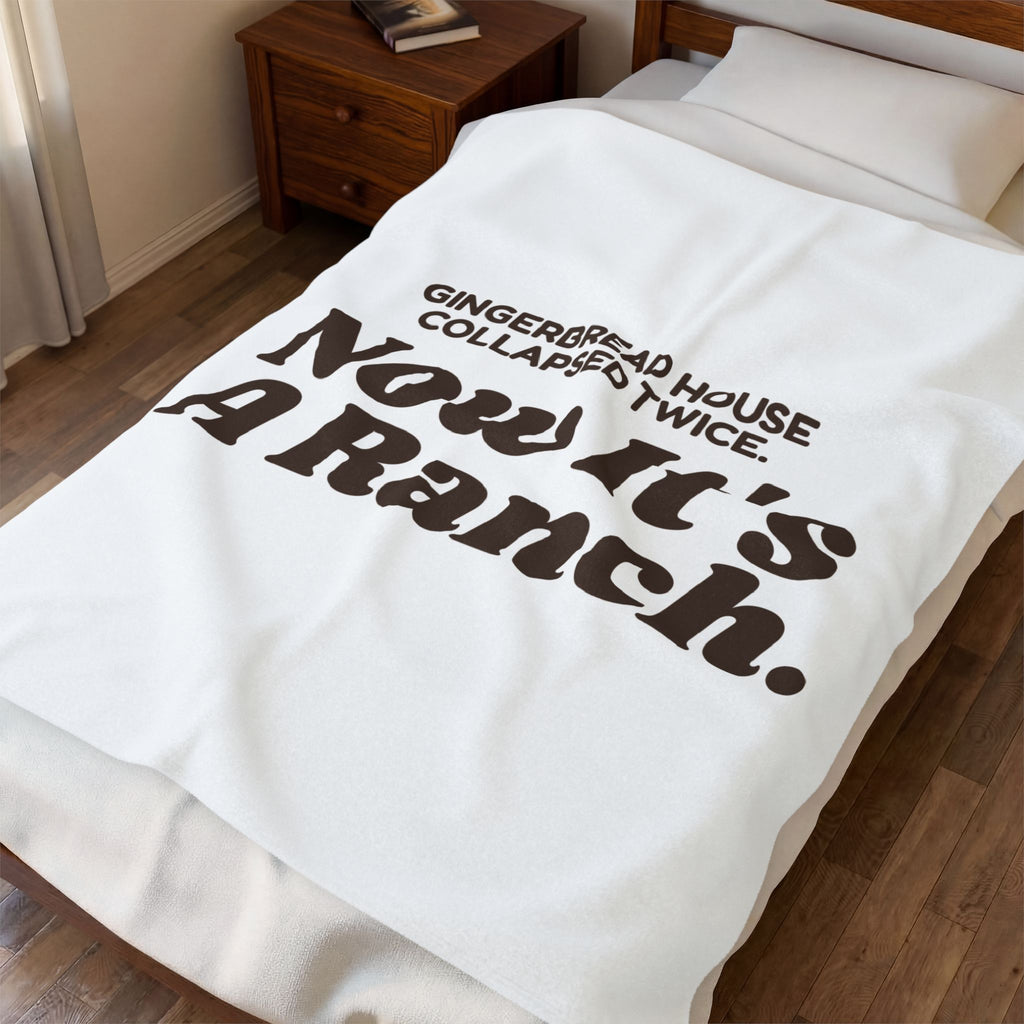 Funny Christmas Baking Throw Blanket Gingerbread House Now It's A Ranch