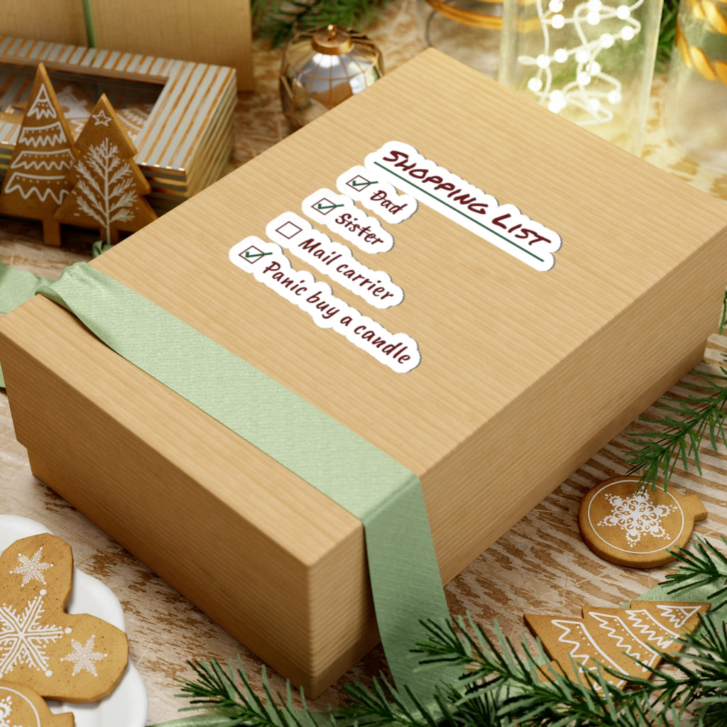 Funny Christmas Shopping Sticker Panic Buy A Candle Checklist