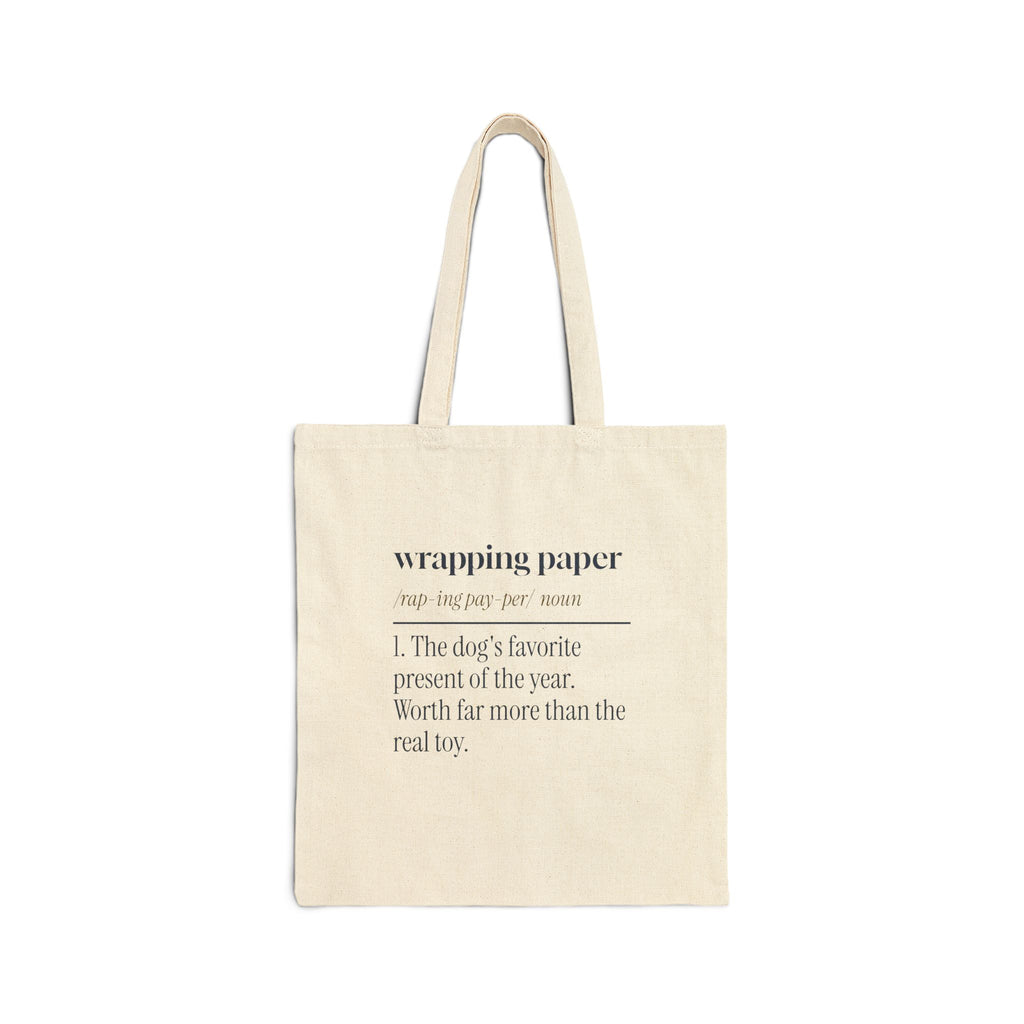 Funny Christmas Dog Tote Bag Wrapping Paper Dog's Favorite Toy