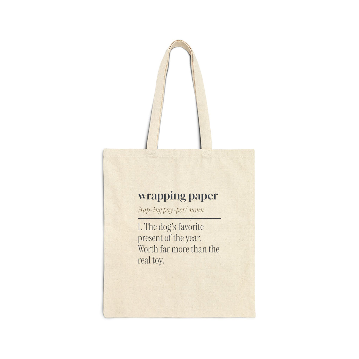 Funny Christmas Dog Tote Bag Wrapping Paper Dog's Favorite Toy