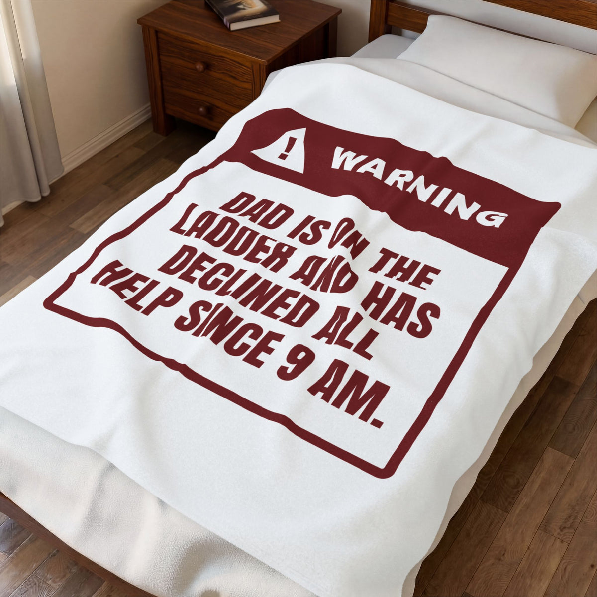 Funny Christmas Throw Blanket Dad Is On The Ladder Warning For Dads