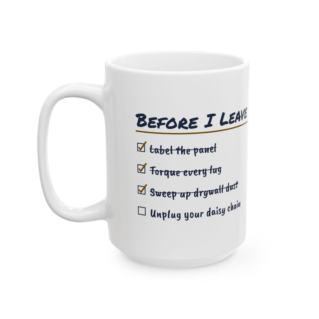 Funny Electrician Coffee Mug Before I Leave Checklist For Electricians