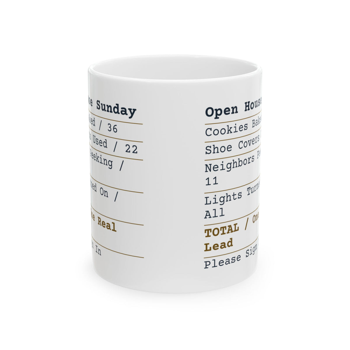 Funny Realtor Coffee Mug Open House Sunday Receipt For Agents