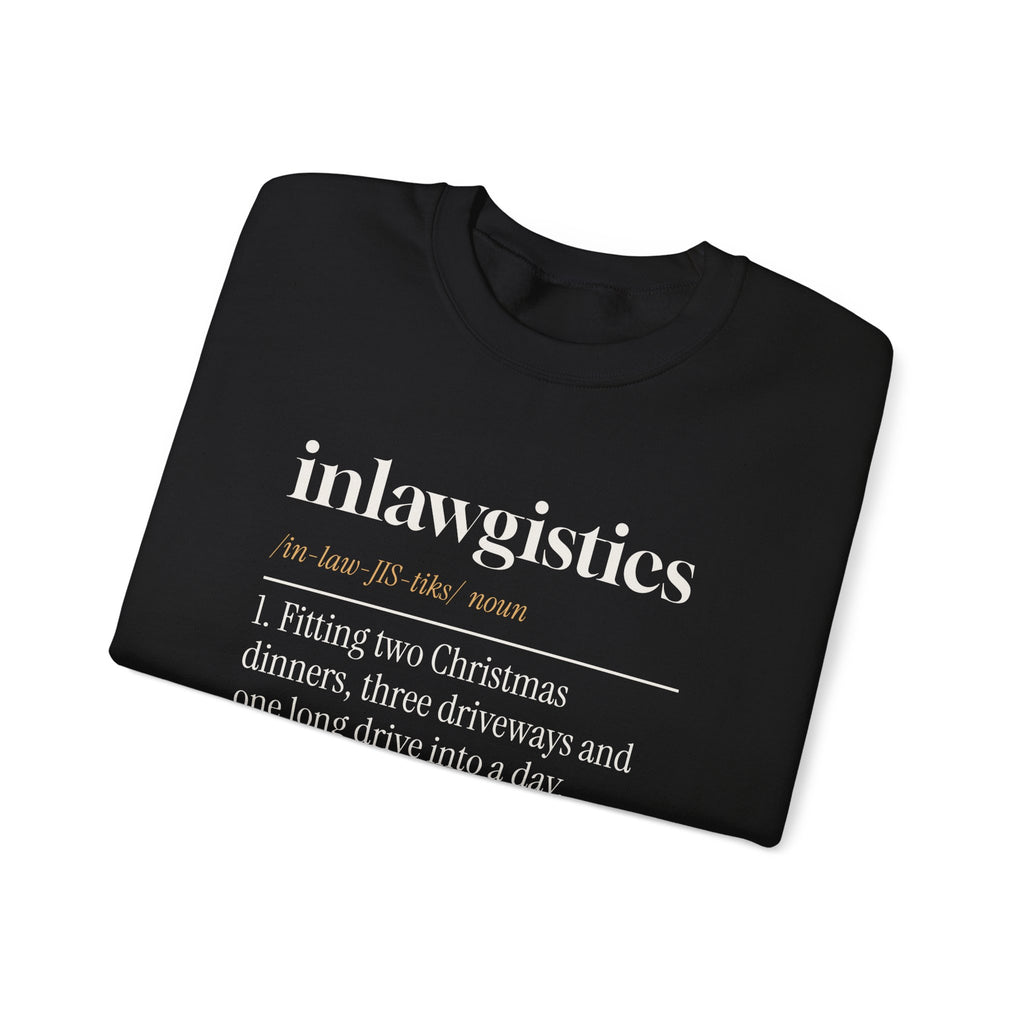 Funny Christmas In-Laws Sweatshirt Inlawgistics Dictionary Definition