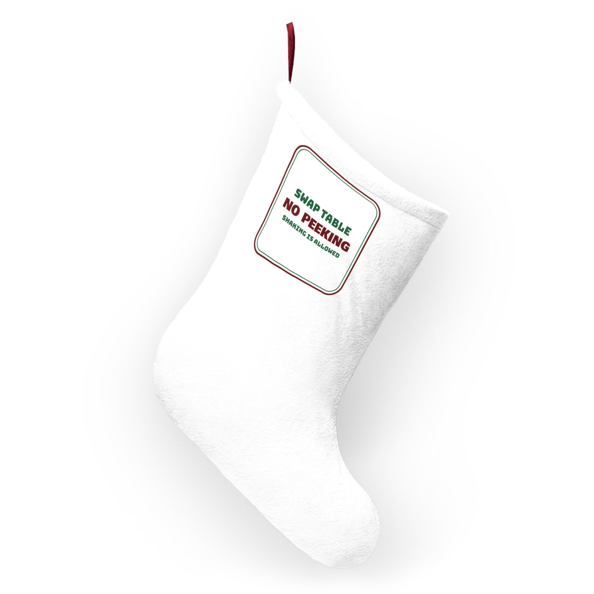 Funny White Elephant Christmas Stocking No Peeking Shaking Is Allowed