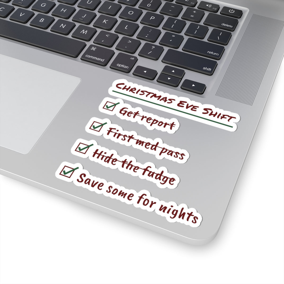 Funny Christmas Eve Nurse Sticker Hide The Fudge Checklist