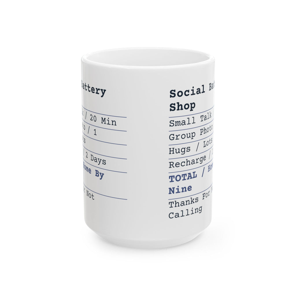 Funny Introvert Coffee Mug Social Battery Shop Receipt For Introverts