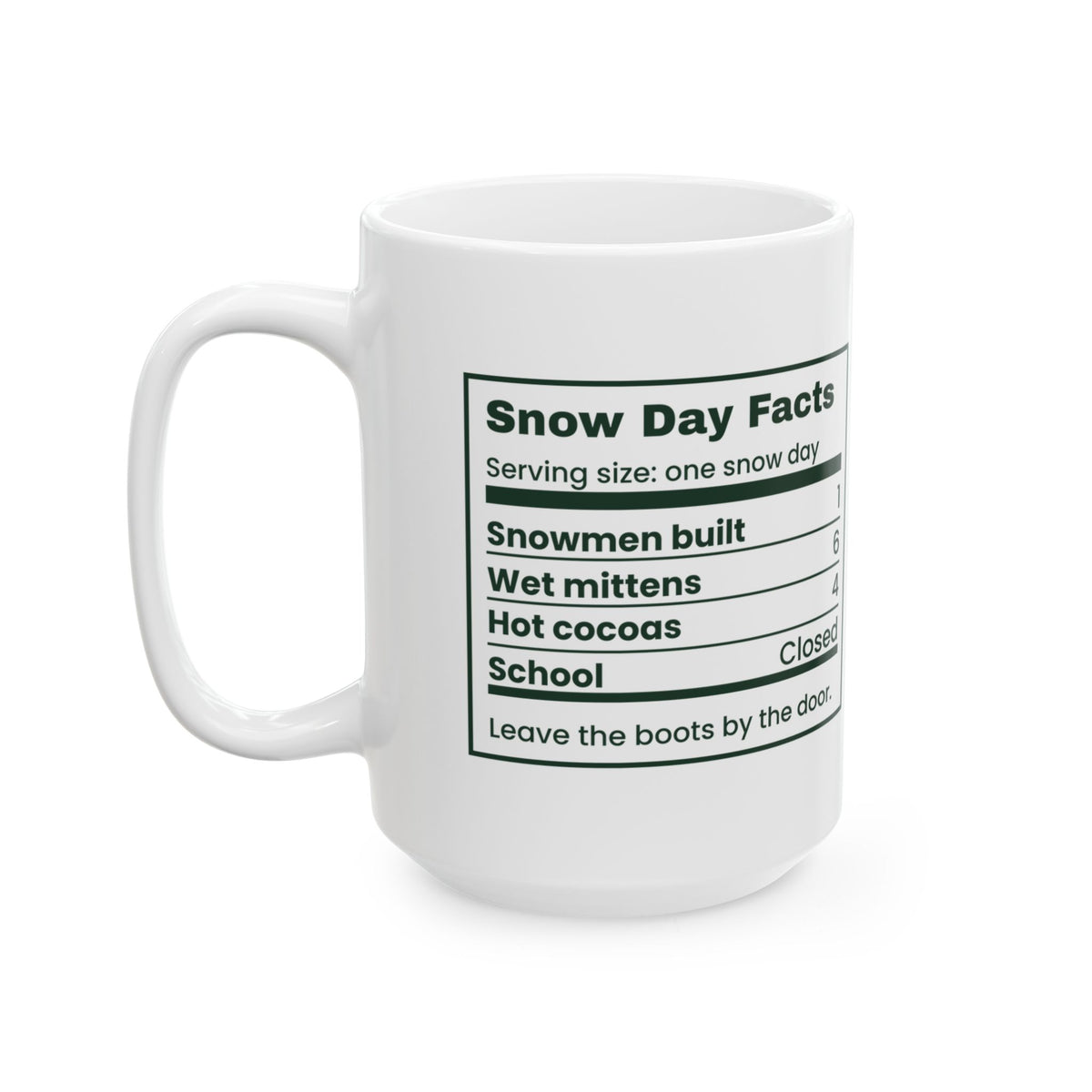 Hot Cocoa Coffee Mug Snow Day Nutrition Facts For Winter Lovers