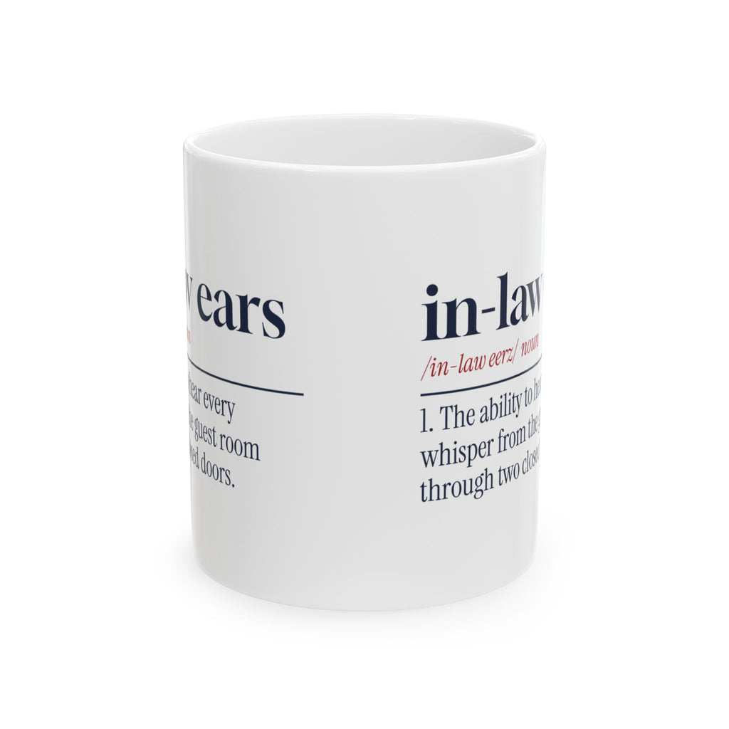 Funny In-Laws Christmas Coffee Mug In-Law Ears Dictionary
