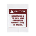 Funny Christmas Dog Throw Blanket Above The Wag Line Caution Label