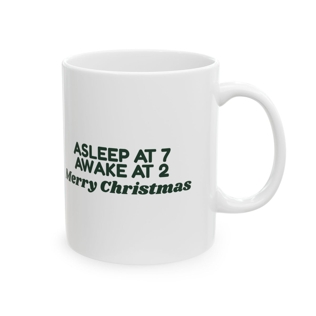 Funny Christmas Coffee Mug Asleep At 7 Awake At 2 For New Parents