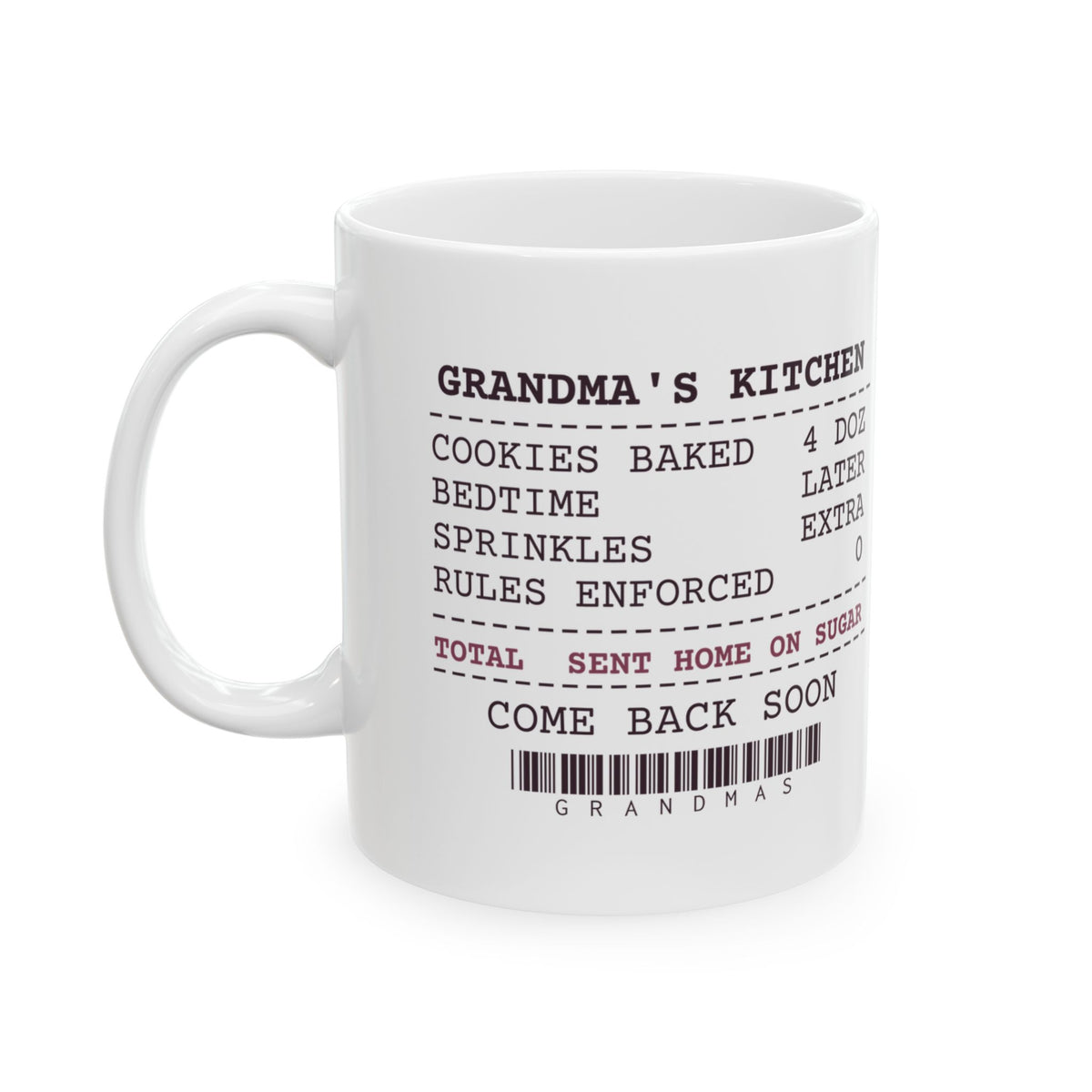 Funny Grandma Coffee Mug Grandma's Kitchen Receipt Rules Enforced Zero