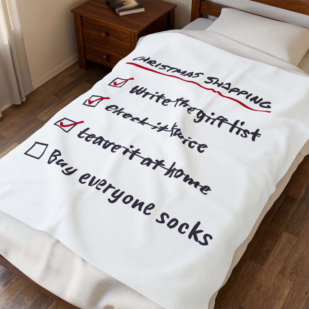 Funny Christmas Throw Blanket Shopping Checklist Buy Everyone Socks