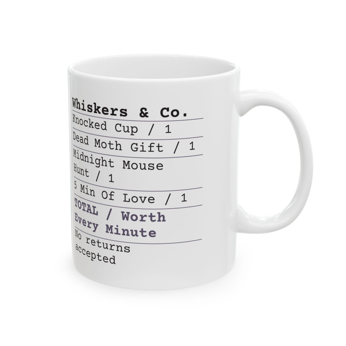 Funny Cat Coffee Mug Love Receipt Worth Every Minute For Cat Lovers