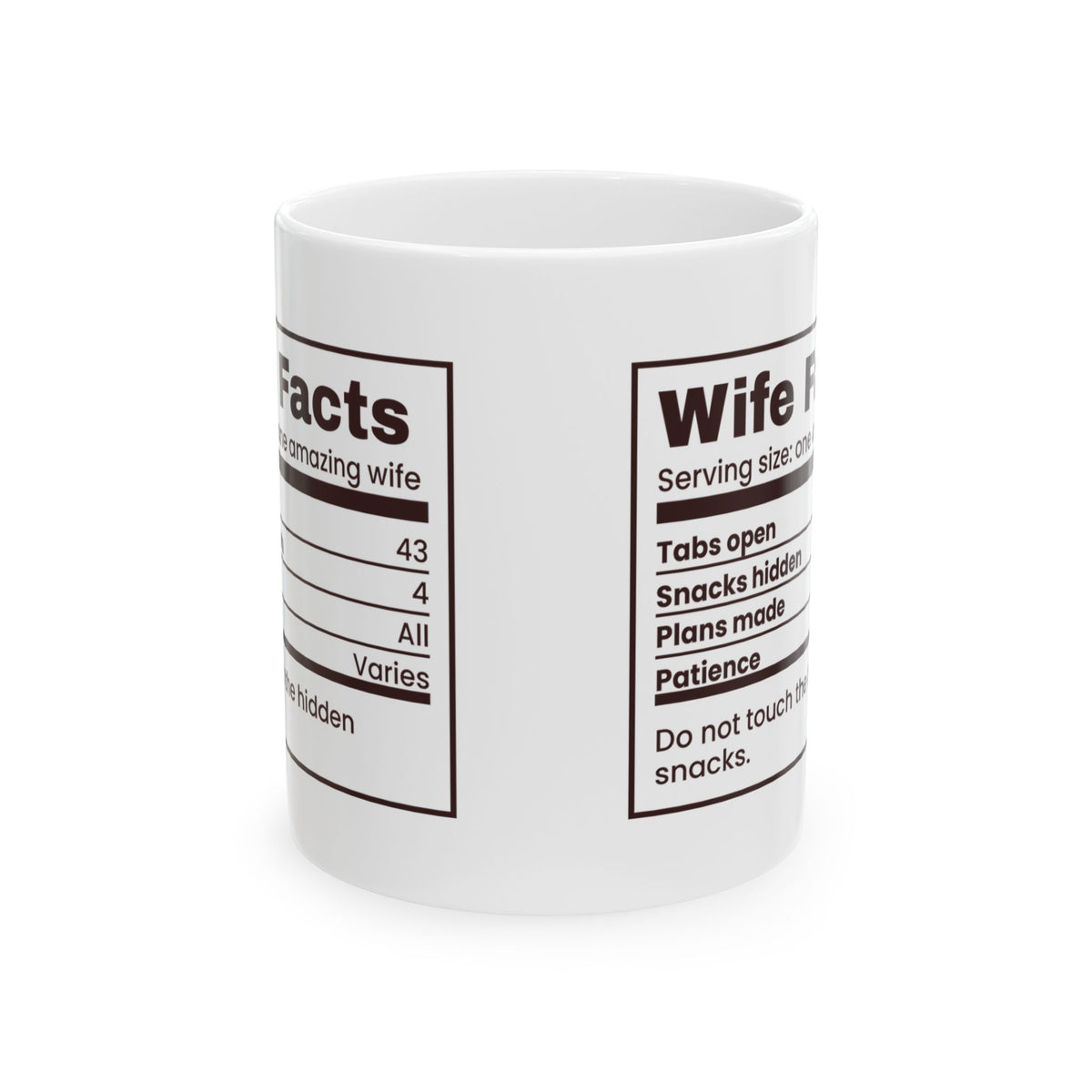 Funny Wife Coffee Mug Wife Facts Nutrition Label
