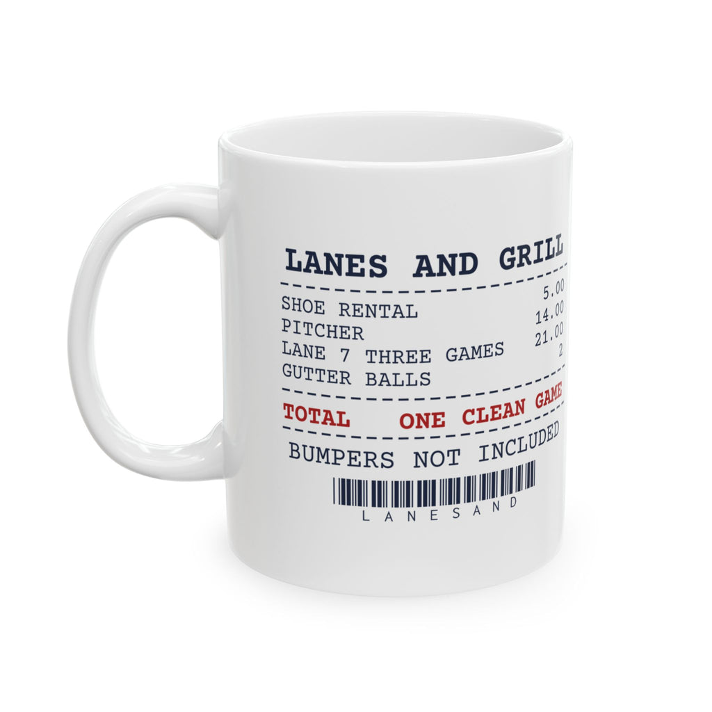 Funny Bowling Mug Lanes And Grill Receipt One Clean Game