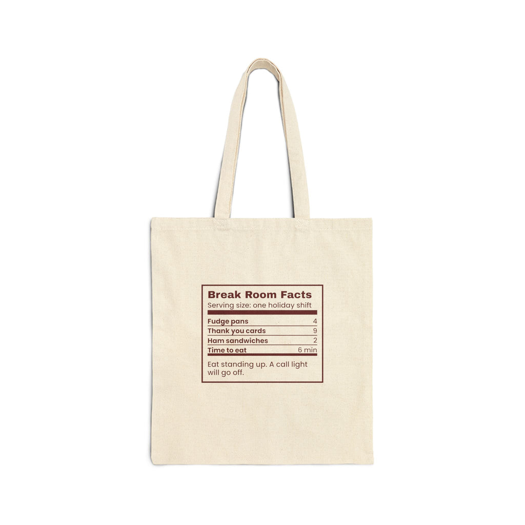 Funny Christmas Nurse Tote Bag Break Room Nutrition Facts