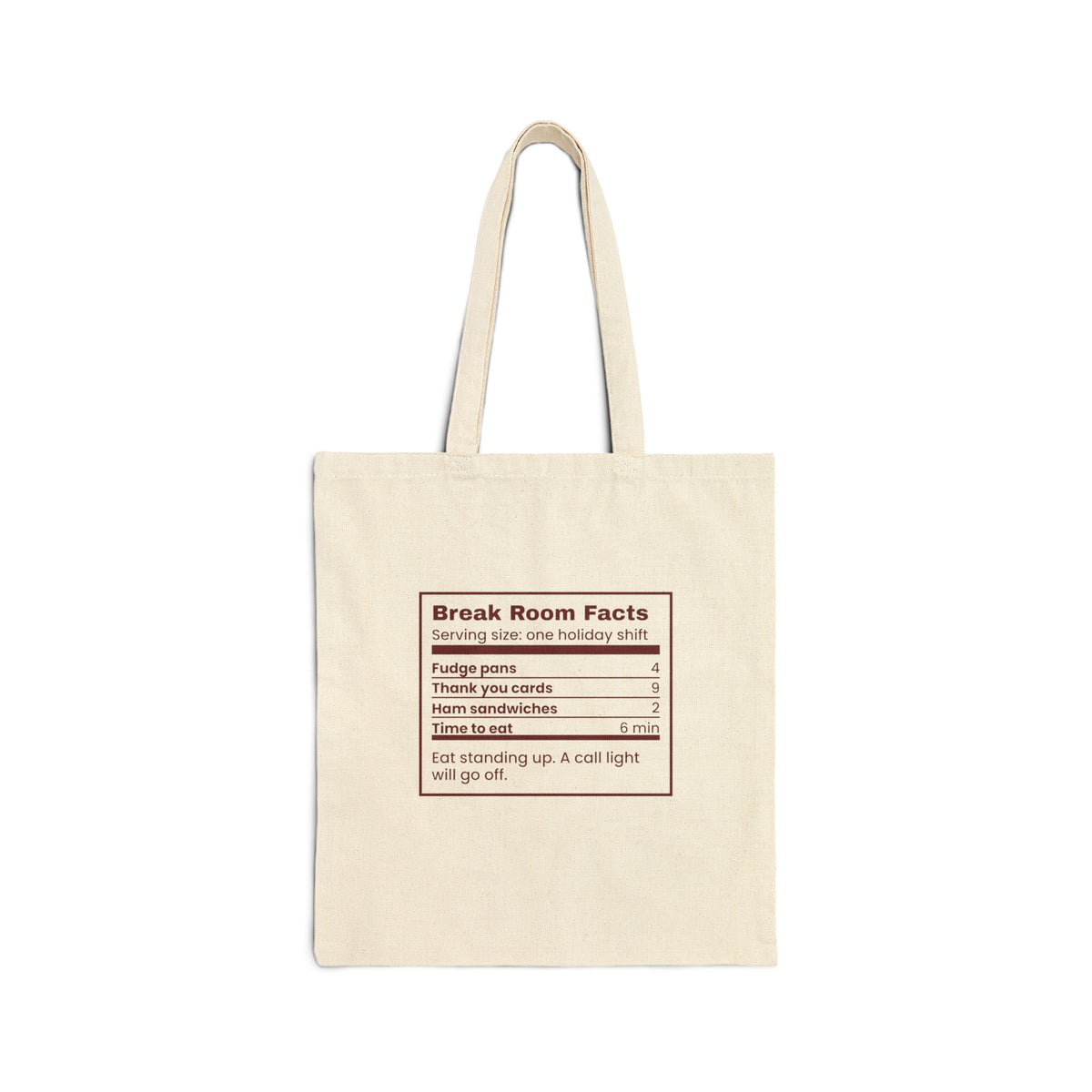 Funny Christmas Nurse Tote Bag Break Room Nutrition Facts
