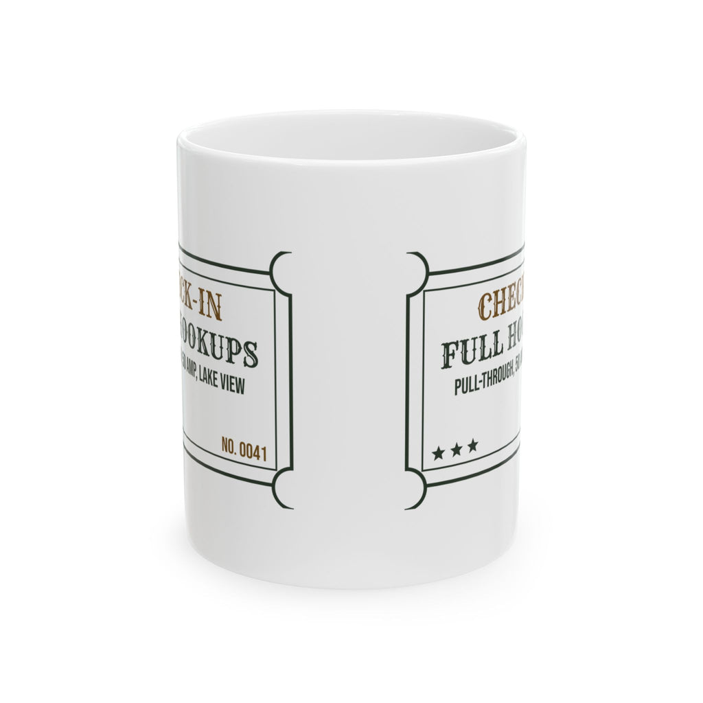 RV Coffee Mug Pull-Through Site Fifty Amp Lake View