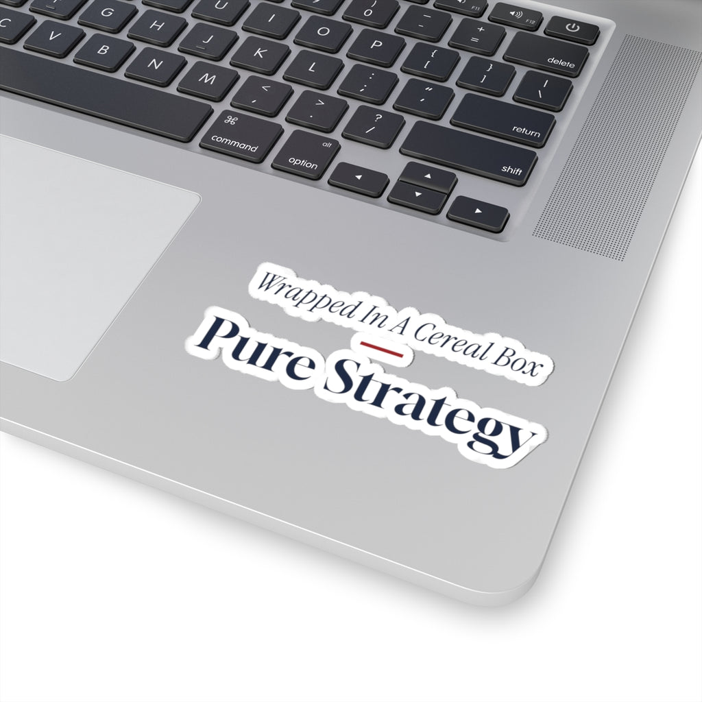Funny White Elephant Sticker Wrapped In A Cereal Box Pure Strategy