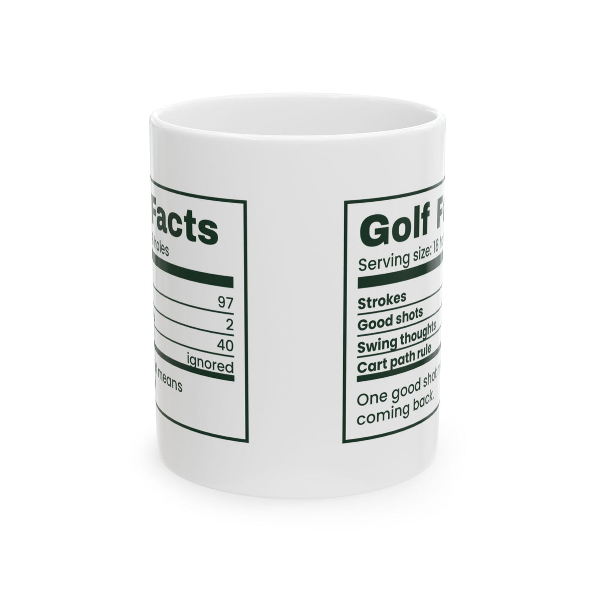 Funny Golf Coffee Mug Golf Facts Nutrition Label
