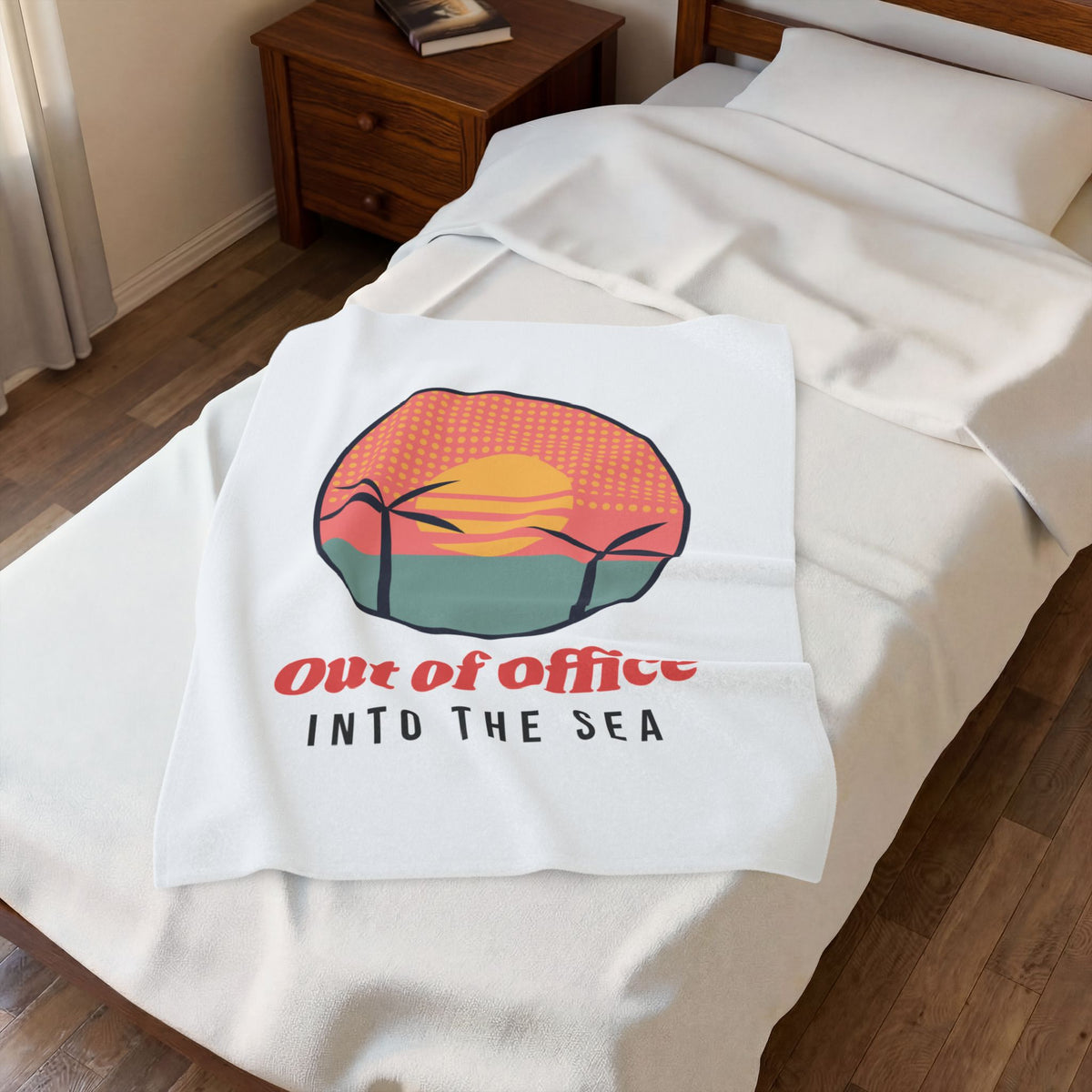 Retro Beach Throw Blanket Out Of Office Into The Sea