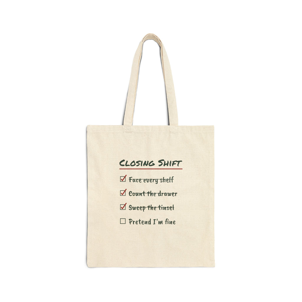 Funny Retail Christmas Tote Bag Closing Shift Checklist For Workers
