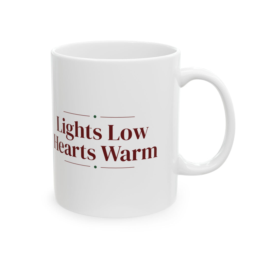 Christmas Coffee Mug Lights Low Hearts Warm Cozy Mug