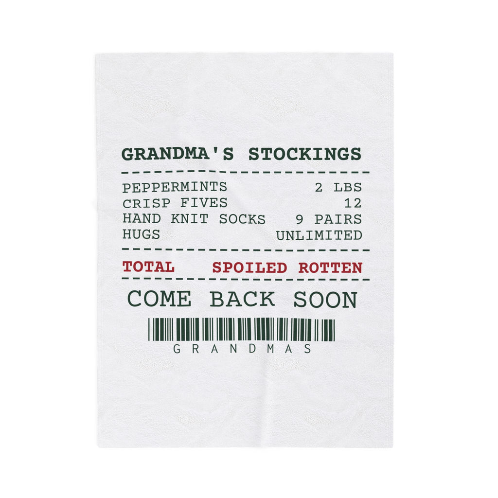 Funny Grandma Christmas Throw Blanket Grandma's Stocking Receipt