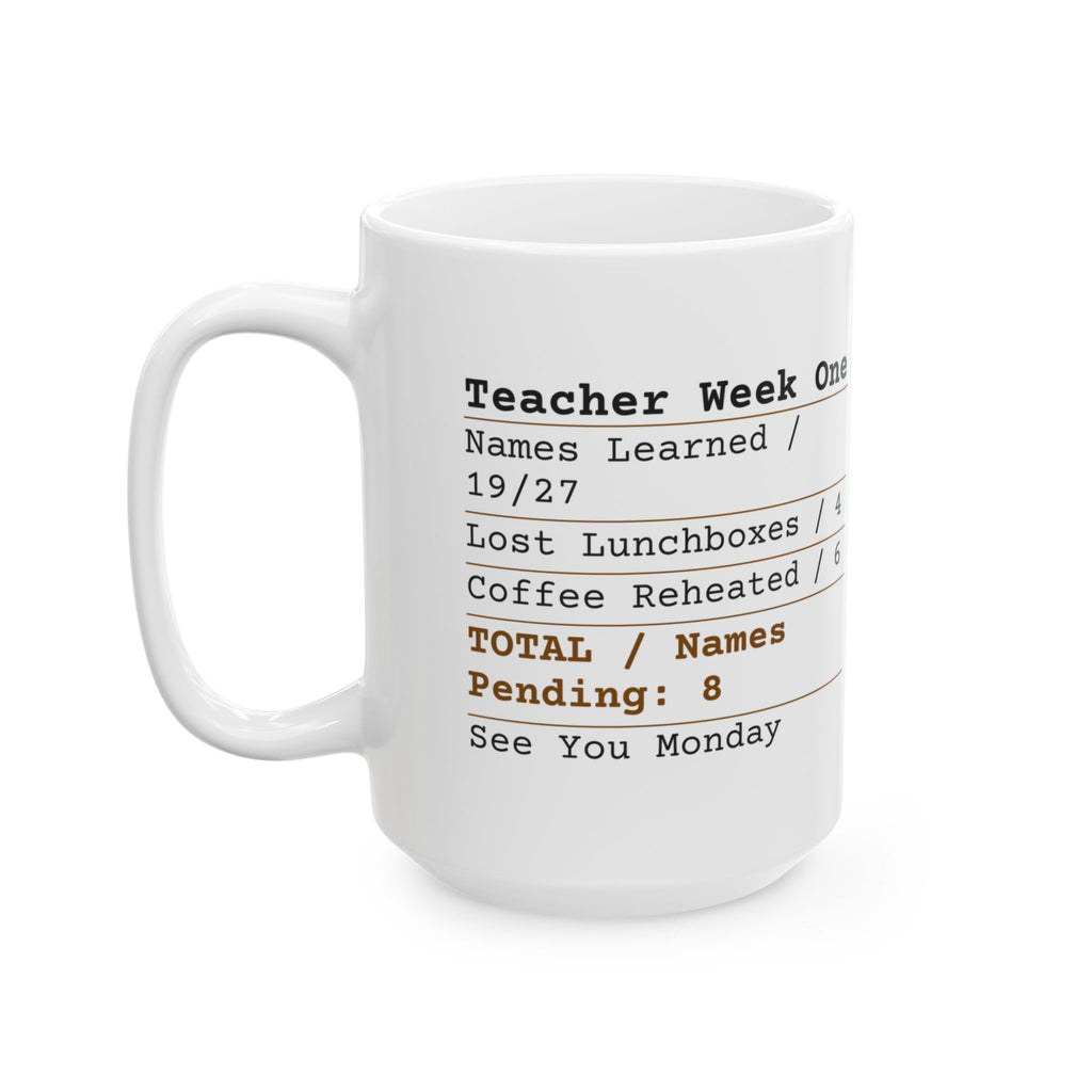 Funny Teacher Coffee Mug Week One Receipt Names Pending For Teachers