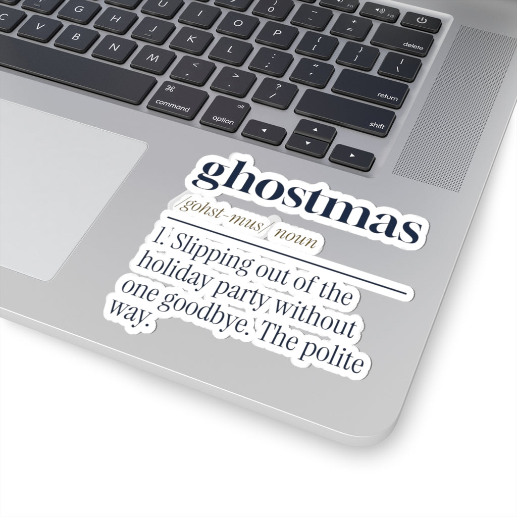 Funny Christmas Introvert Sticker Ghostmas Dictionary Definition