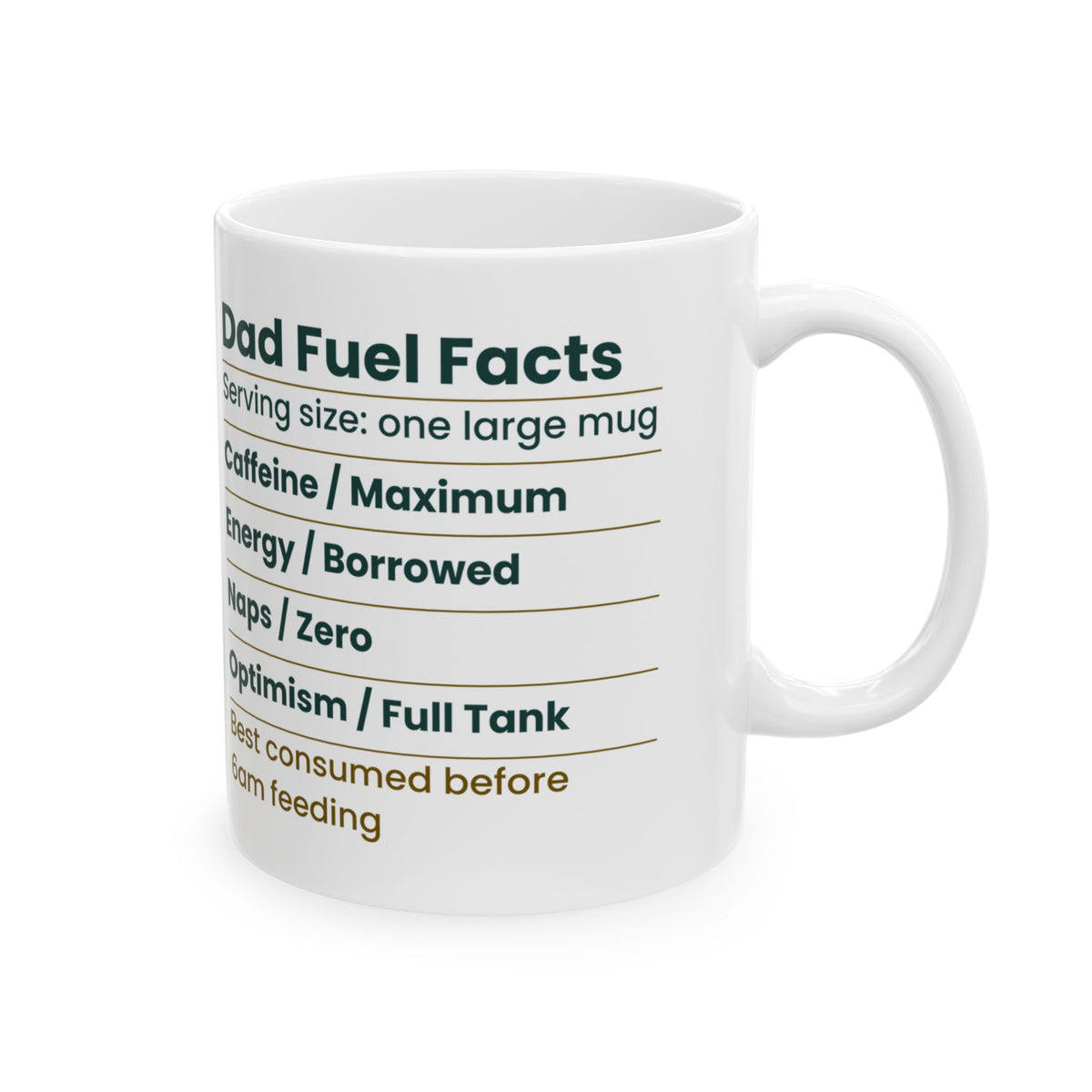 Dad Fuel Facts Caffeine Maximum Coffee Mug