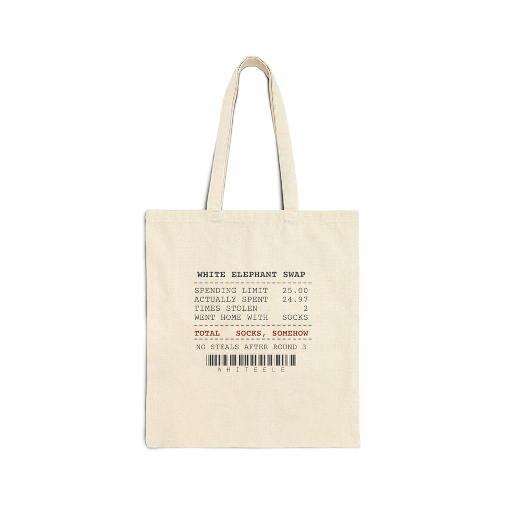 Funny White Elephant Tote Bag Spent 24.97 Went Home With Socks