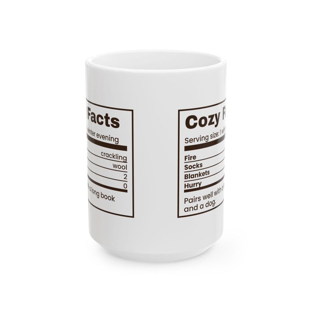 Christmas Coffee Mug Cozy Facts Nutrition Label Winter Evening