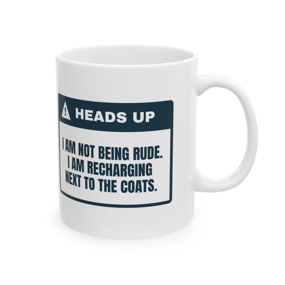 Funny Introvert Holiday Party Coffee Mug Recharging Next To The Coats