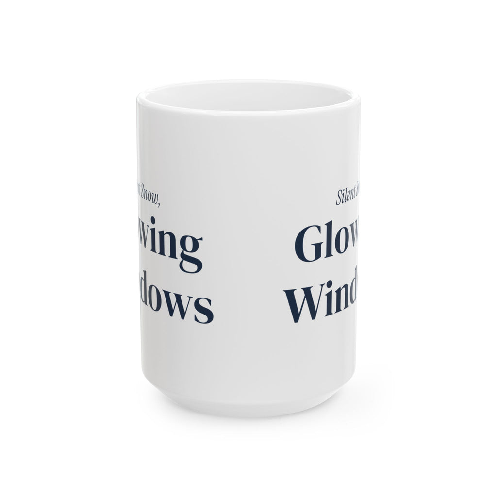 Cozy Winter Coffee Mug Silent Snow Glowing Windows