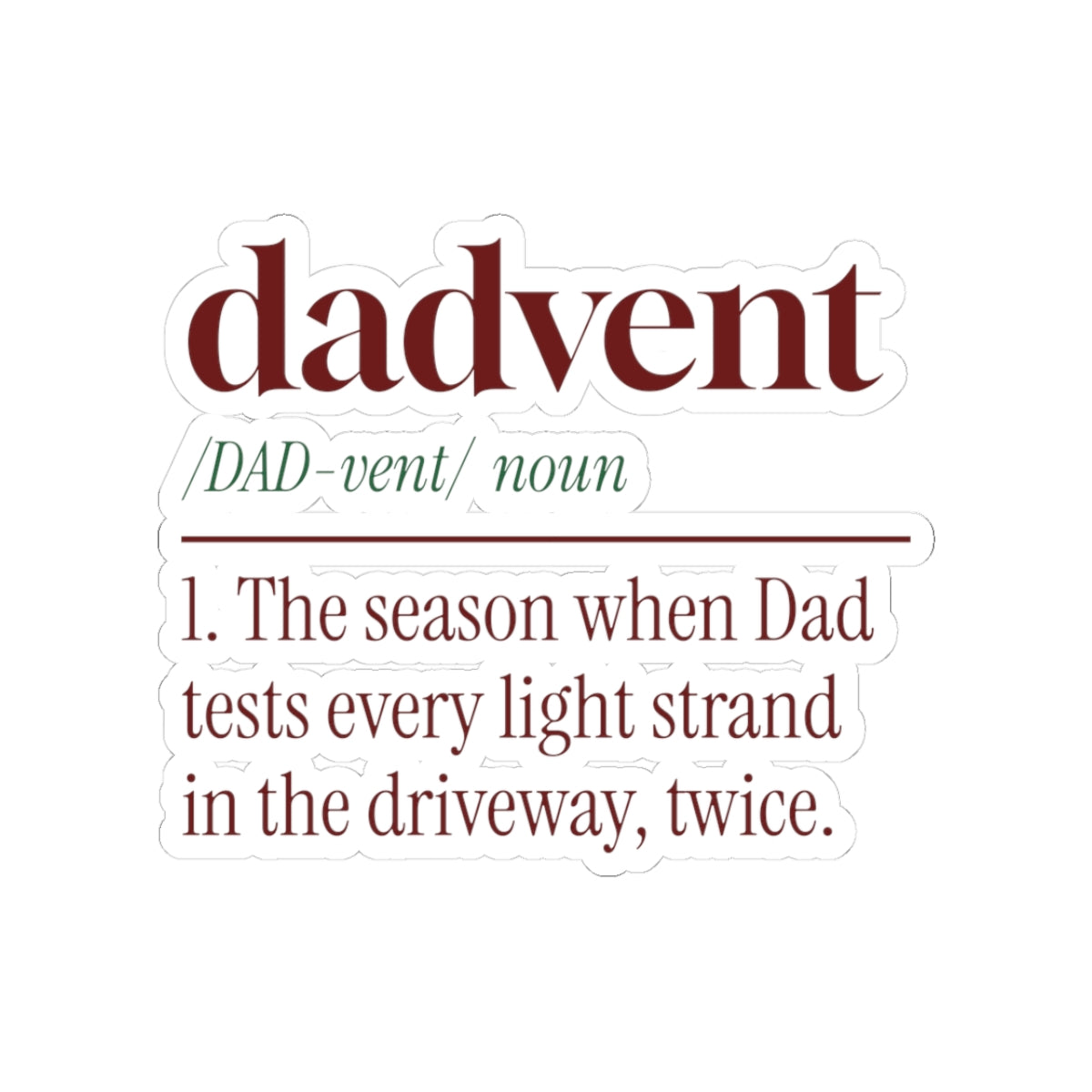 Funny Christmas Dad Sticker Dadvent Dictionary Definition